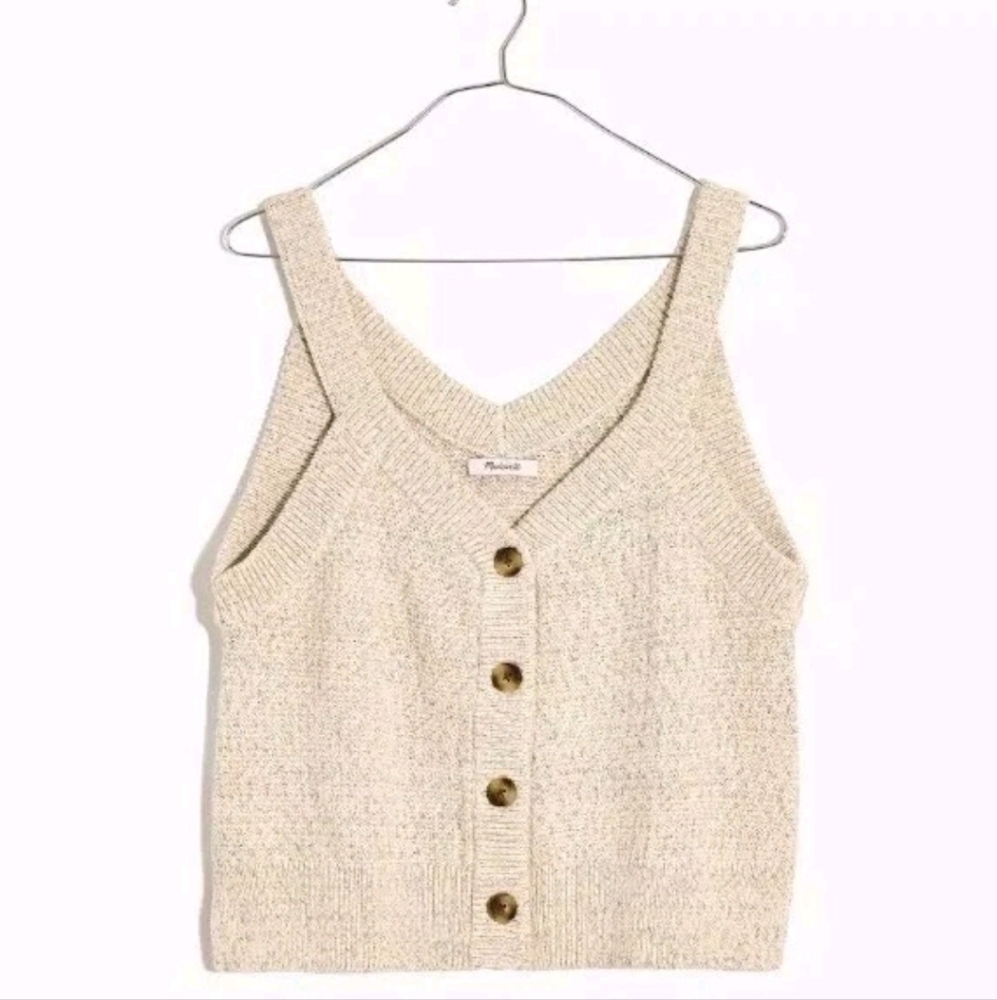 Madewell Cream Knit Button-Front Tank Top